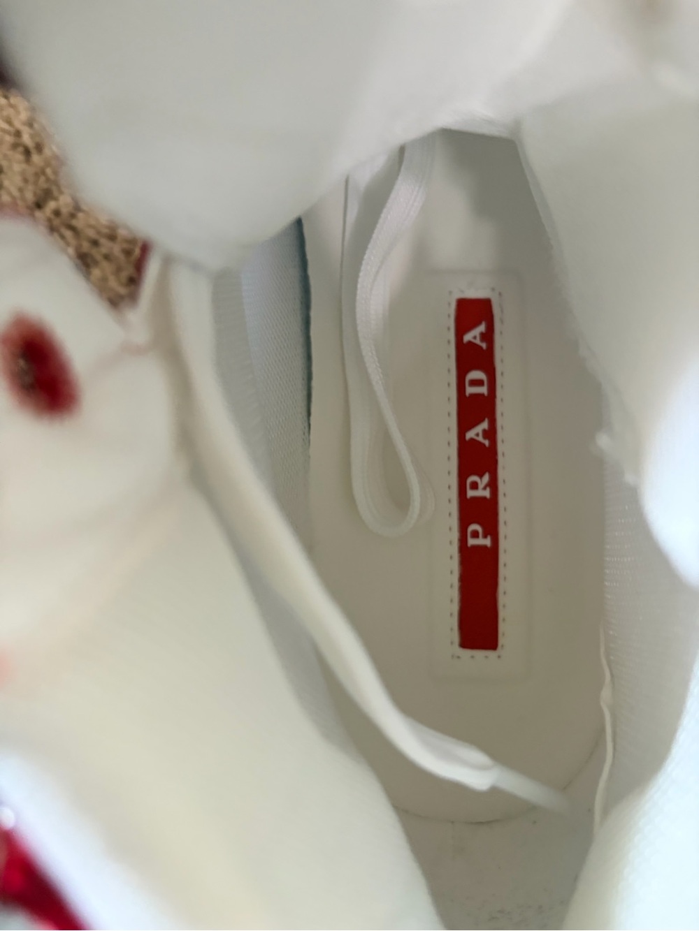 Prada Red and White Size Euro 43 High-Top Sneakers - Picture 5 of 8